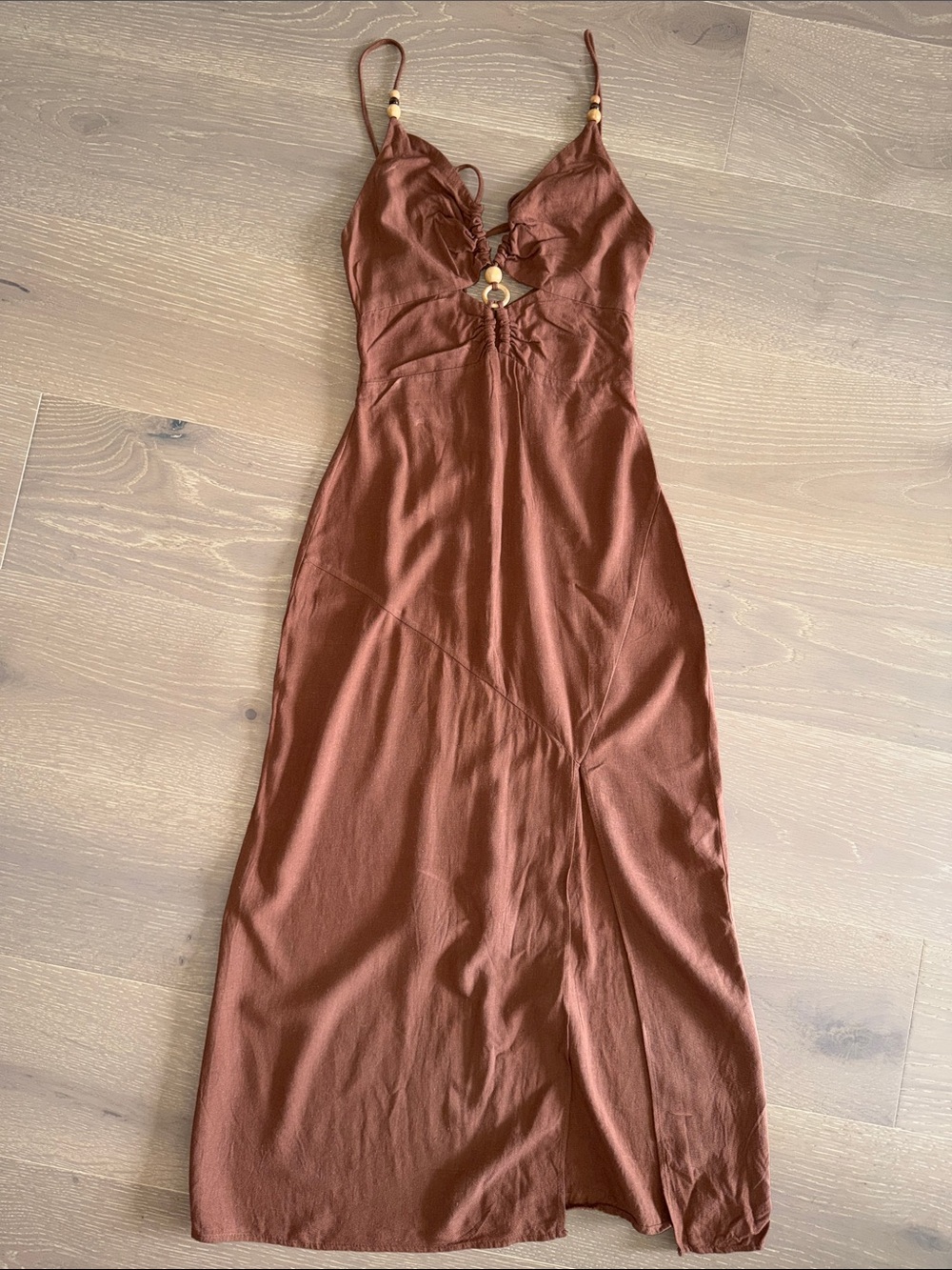 Zara Terracotta Slip Maxi Dress with Ring Detail SIZE XS